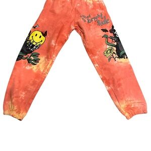 Market The Smiley Company Orange Tie-Dye Joggers with Graphic Print